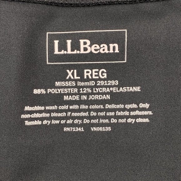 LL Bean Fitness Dress XL Black V Neck Short Sleeves Stretch Fitted Zipper Pocket - Picture 15 of 16